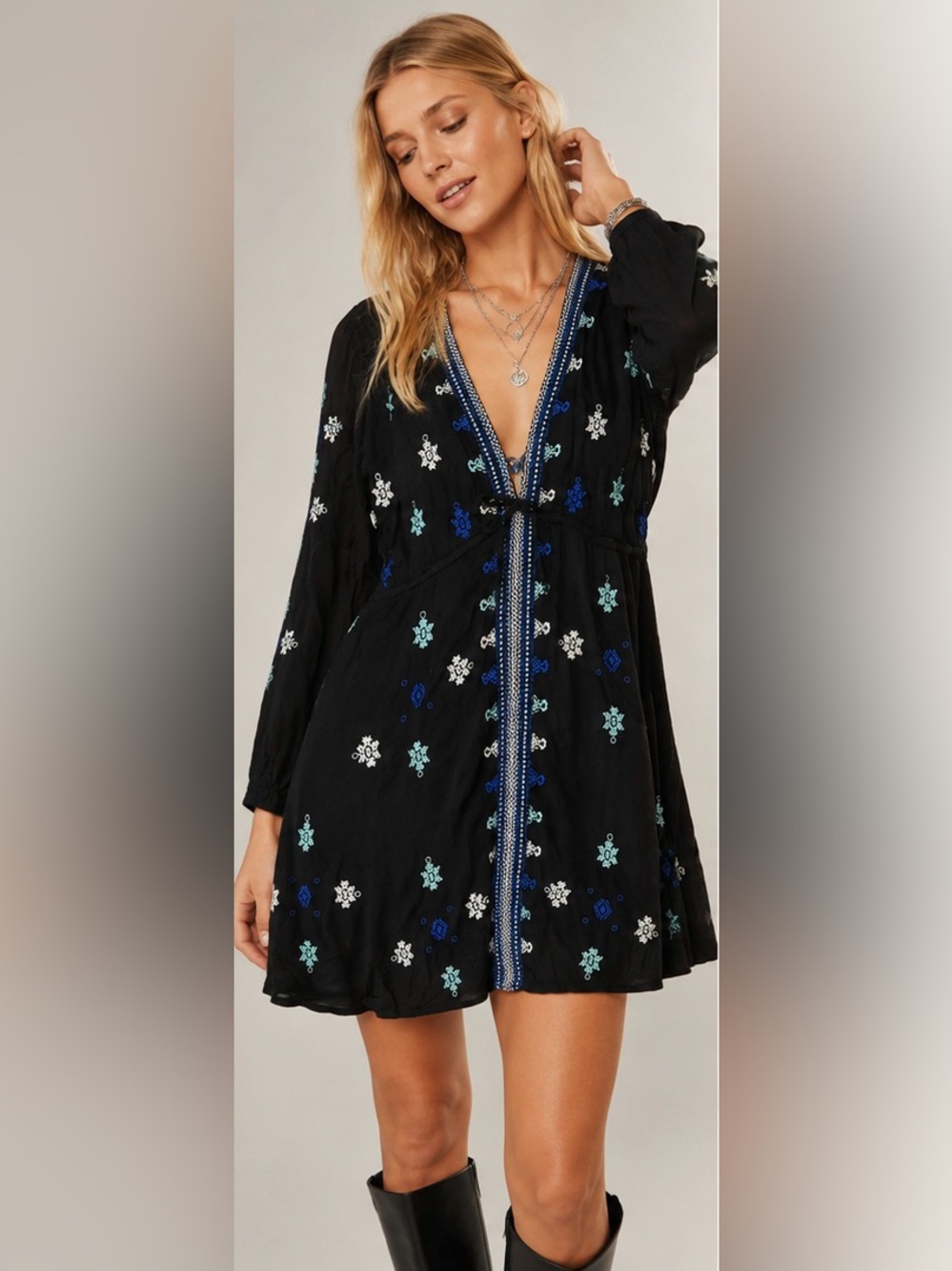 Free People Stargazer Romantic Embroidered Mini Dress